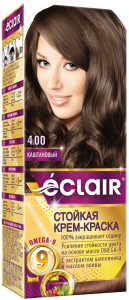 Краска для волос ECLAIR OMEGA-9 4.00 Каштановый (краска 50, окислитель 50,маска 30, перчатки)