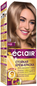 Краска для волос ECLAIR OMEGA-9 7.0 Русый (краска 50, окислитель 50,маска 30, перчатки)