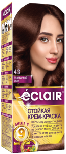 Краска для волос ECLAIR OMEGA-9 4.3 Золотистый кофе (краска 50, окислитель 50,маска 30, перчатки)